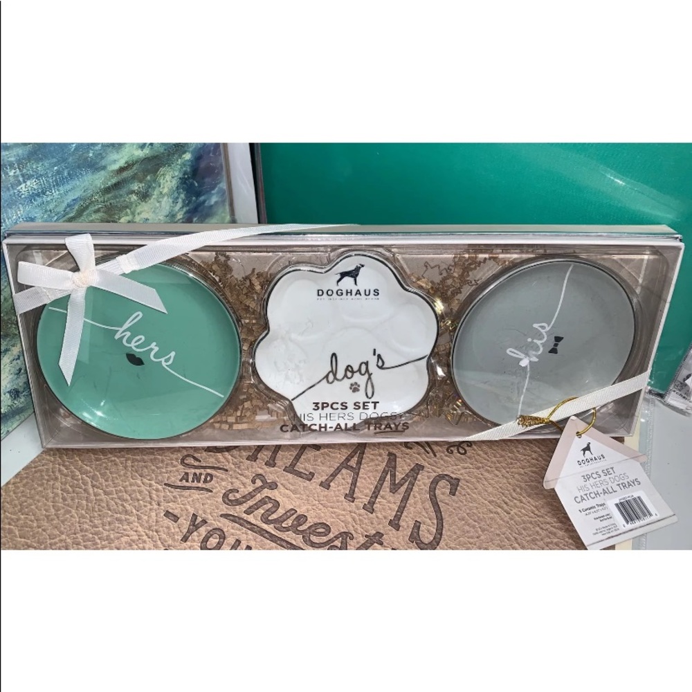 Doghaus His Hers Cats Catch All  Ceramic Trays